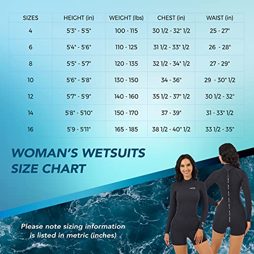Image of MWTA Women's 2mm Back Zip Spring Wetsuit Long Sleeve Surf Suit Size 8 | Flexible 2mm neoprene spring wetsuit designed for surfing, swimming and paddleboarding adventures.