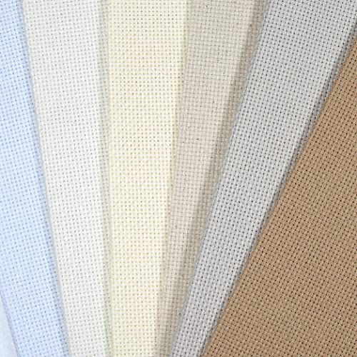 Image of KCS 6 pc of 12 inch x 18 inch (30cmx45cm) Counted Cotton Aida Cloth Cross Stitch Fabric (18CT-G)