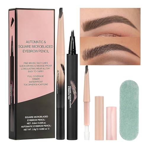 Lápiz de cejas de, juego de pluma de ceja | Cepillo de cejas en ángulo lágrima a la ceja | TiP de cepillo preciso, maquillaje de lápiz de tintado de cejas, impermeable, secado rápido, duradero para m