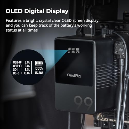 Image of SMALLRIG V Mount Battery VB99, 99Wh / 6800mAh V Lock Battery with 100W Output, 2H Full Charge, with USB-C, D-TAP, USB-A, Dual DC Port, OLED Screen, for Camera, Camcorder, Monitor, Video Light