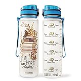 64HYDRO 32oz 1Liter Motivational Water Bottle with Time Marker, Book Girl Book Lover Inspiration...