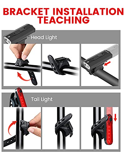 Victoper Bike Lights 2024 Update Waterproof Bike Light Set Rechargeable Bicycle Lights Cycling Lights & Reflectors Easy To Install For All Bike Road And Mountain - Image 4