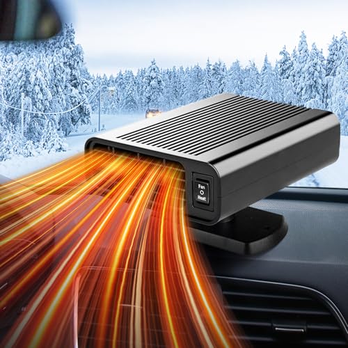 Portable Car Heater, 2026 New upgraded Car Heater for Vehicle,12V Fast Heating Windscreen Defroster Defogger, 150W Car Heater That Plugs into Cigarette Lighter and Cooling Fan for All Cars