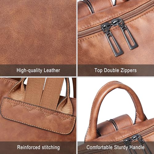 Image of Shrrie Vegan Leather Laptop Backpack for Women 15.6 inch Work Backpack Fashion Travel Backpack Purse for Travel College Work