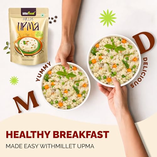 Image of WiseMeal Bajra (Pearl Millet) Upma Mix | Gluten-Free, Low GI Instant Breakfast | High Fiber, No Maida, No Preservatives | Diabetic Friendly | Vegan | Ready in 5 Mins | 250g (Pack of 2)