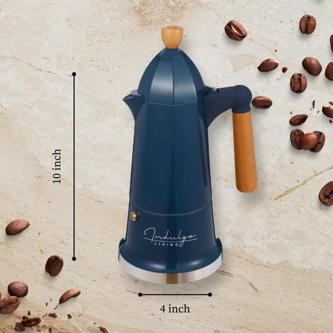 Image of Nordic Beacon Moka Pot 300ml (6 Cup) | Italian Stovetop Coffee Maker | Aluminium Moka Coffee Pot | Brews Strong Espresso-Style Coffee