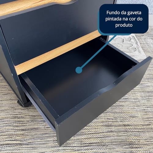 Gaveteiro Movlar 4 Gav. Escritório Com Rodinhas - Mod.0701 (Preto)
