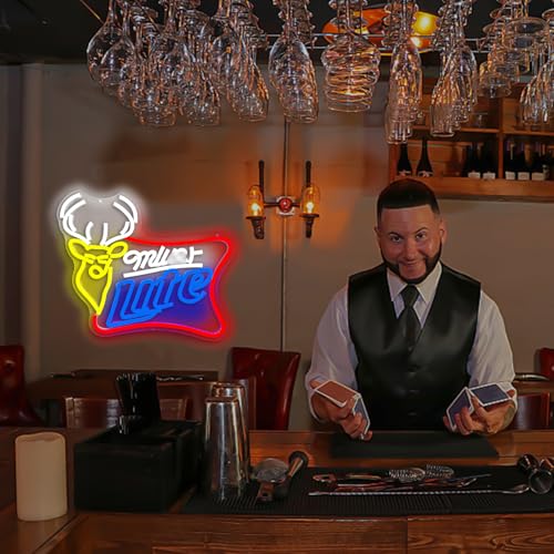 Image of Beer Neon Signs for Wall Decor Dimmable Bar Neon Beer Sign Deer Neon Light Signs for Man Cave Bedroom Shop Beer Club Pub Bistro