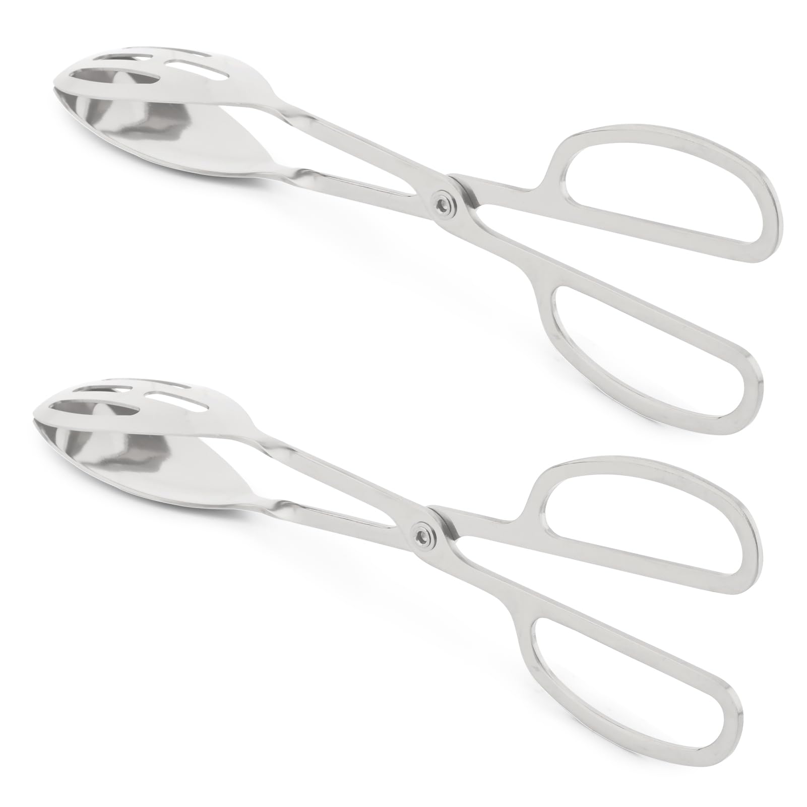 Photo 1 of 2 Pack Serving Tongs, Buffet Tongs for Kitchen Cooking, 10 Inch Stainless Steel Food Serving Tongs Bread Tongs with Scissor Handles for Salad, Cooking, Catering, Buffet(Silver)