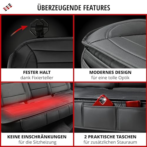 Walser Sitzauflage Auto Fernando, Qualitätssieger Sehr Gut*, Autositzauflage Rückbank, Auto Sitzauflagen 1 Stück, Autositzschoner Rückbank Kunstleder, Autositz Auflage, Autositzkissen Rückbank schwarz