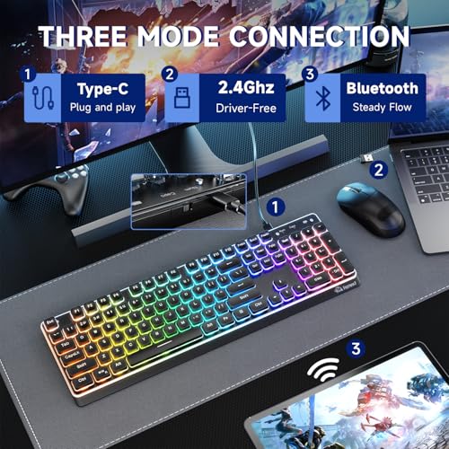 Teclado Gamer M104 Full Size Bluetooth y Cable USB-C miniatura 3