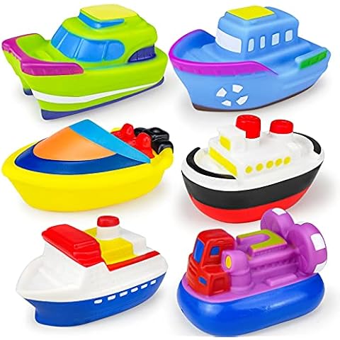 Ynanimery Toddler Bath Toys Set - Toy Bath Boat Water Squirt Floating Toys for Infant 6 - 12 Months (6P Squirt Boat) Cover