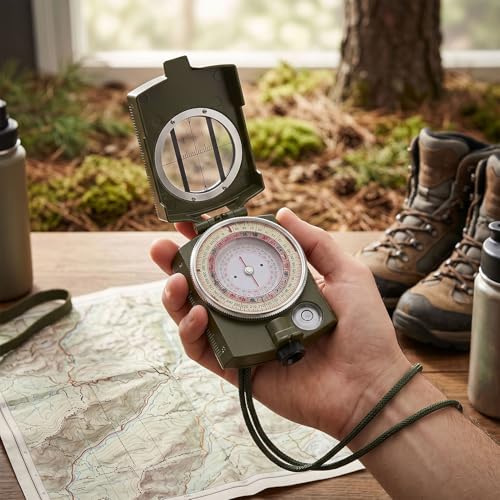 Brújula ligera portátil impermeable ideal para camping, senderismo y navegación al aire libre con cordón y bolsa de almacenamiento miniatura 3