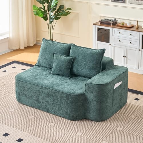 Yihomfy Canapé Cloud modulable en Chenille Vert, 150x95x65 cm, Siège Extra-Profond et Rembourrage...
