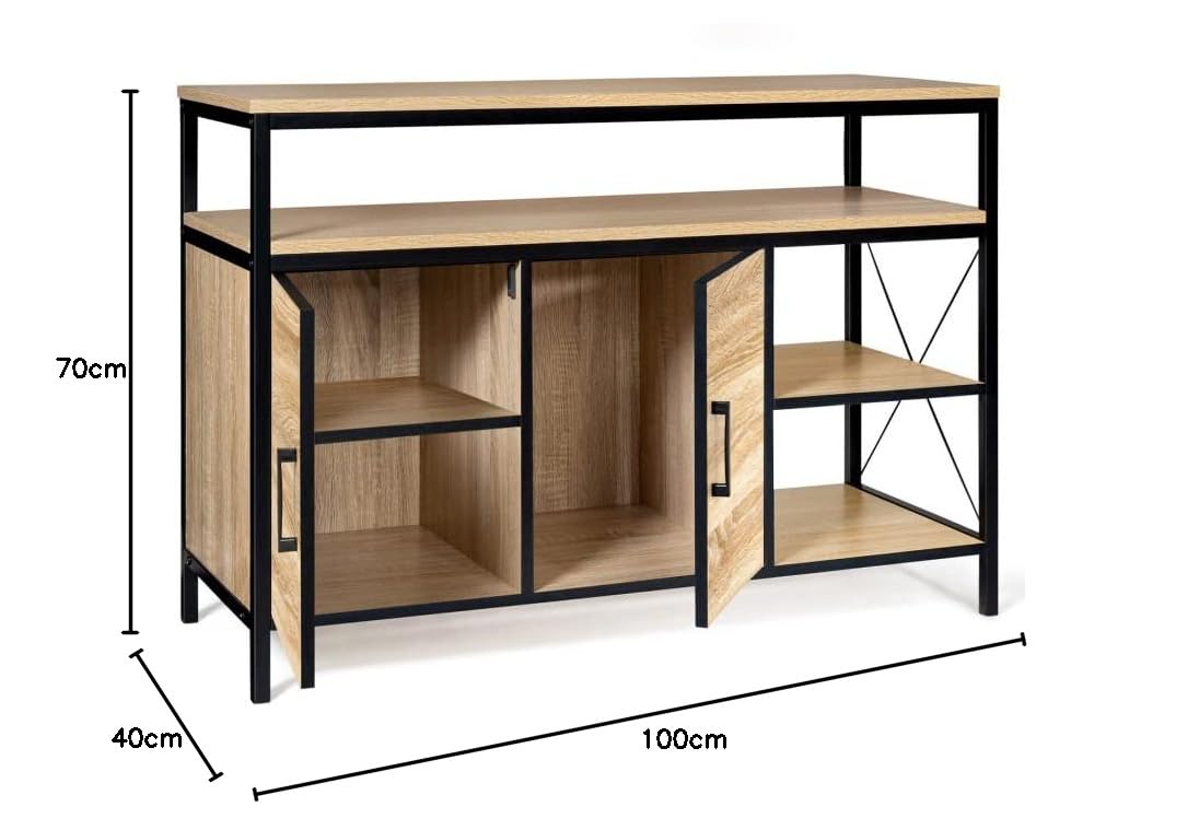 IDMarket - Aparador bajo 2 puertas 100 cm Detroit Design Industrial