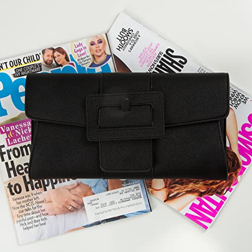 Image of Synthetic Leather Belted Envelope Clutch