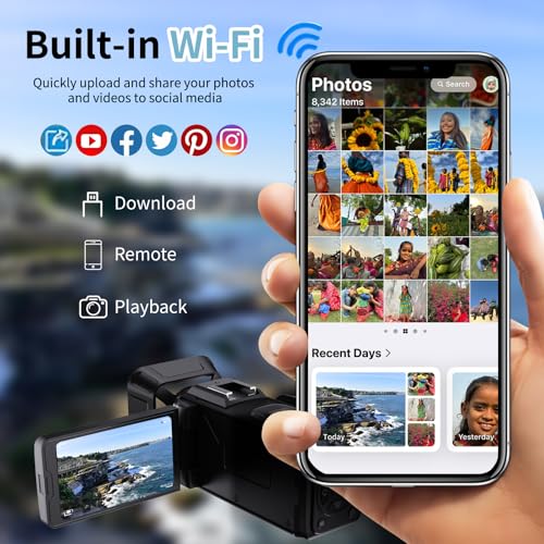 4K Video Camera Camcorder, 64MP with 3” 270° Flip Screen, 18X Zoom, WiFi and Webcam for YouTube, 32GB SD Card, Built-in Rechargeable 2500mAh Battery(Black) - Image 6