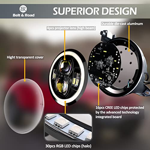 Beltandroad A10HL901GBUS-2X For Je Ep Jl 9 Inch Led Headlight- Dot Rgbw Halo Headlight thumb #2
