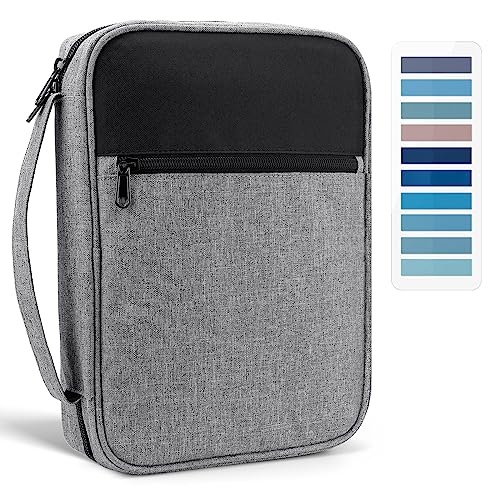 wuaerdy Capa Da Bíblia, Estojo para Livro, Capa para Livro, Bolsa de Igreja com Alça e Bolso com Zíper, Estojo Protetor Da Bíblia com 200 Unidades de Abas Da Bíblia para Homens, Mulheres, Mães, Menina