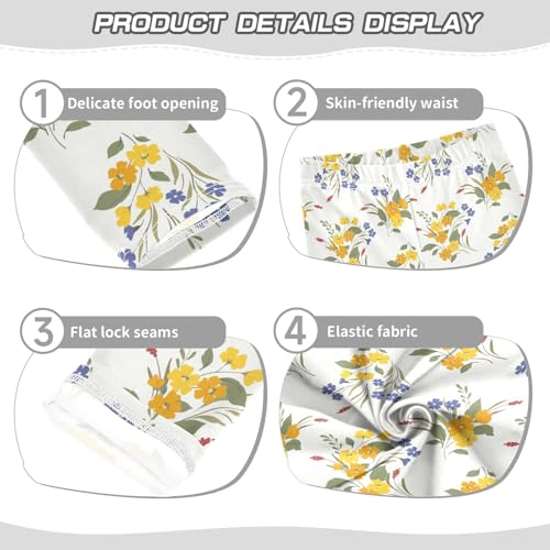 Little Yellow Flowers and Fallen Leaves Girls Leggings,Workout Leggings for Girls Toddler Athletic Leggings Size for 3-10T3