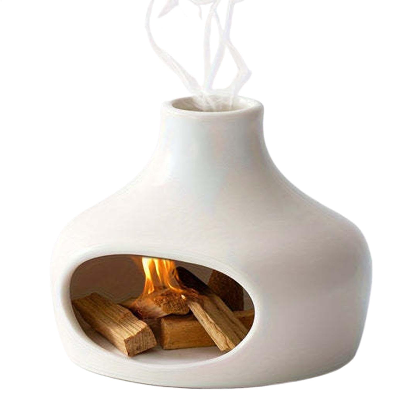 Brûleur d'encens en céramique blanc avec support de cendres pour bâtons