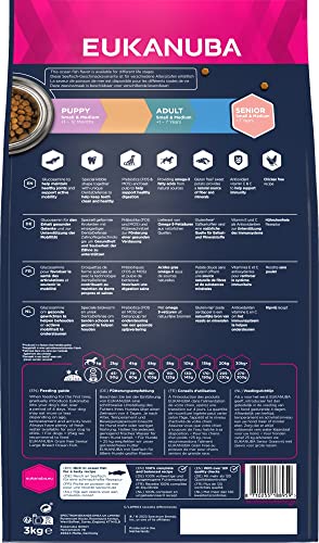 Eukanuba Hundefutter getreidefrei mit Fisch für kleine und mittelgroße Rassen - Trockenfutter für Senior Hunde, 3 kg