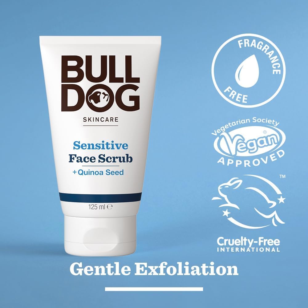 BULLDOG SKINCARE - Sensitive Face Scrub For Men Exfoliating Quinoa Seed Scrub 125ml x 3 Pack, 41.67 ml (Pack of 3) - Image 2