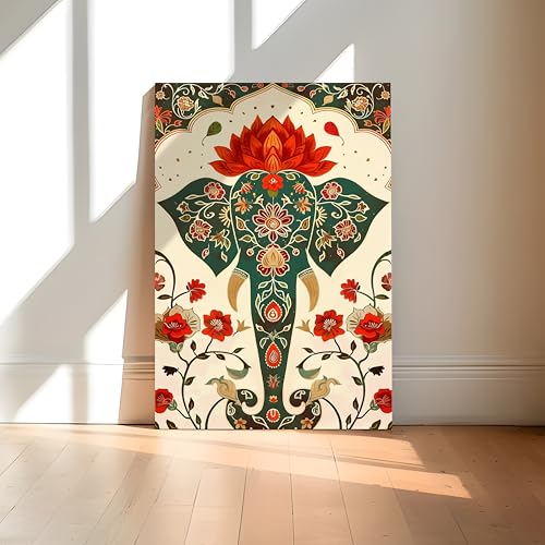 Image of Large Stretched Canvas Painting, Panel Wall Painting Elephant Stretched Luxury Paintings for Home Decoration, Living room, Bedroom and Office Decor (Pink, 16x22 Inch)