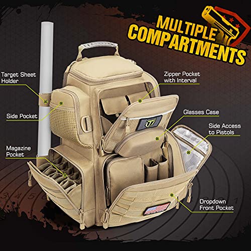 Image of TIDEWE Gun Range Backpack for Handguns, Tactical Shooting Range Bag