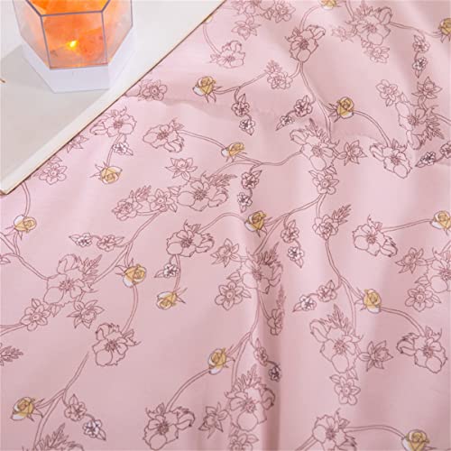 Floral Design Lightweight Comforter 100% Washed Cotton Summer Quilt，Ultra Soft Machine Washable (Pink, Queen (U.s. Standard)) #TOP2