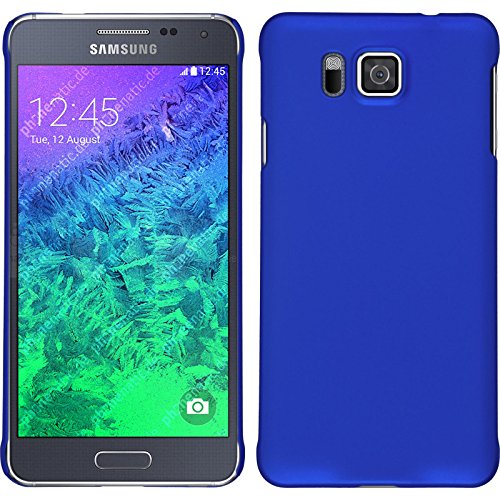 PhoneNatic Coque Rigide Compatible avec Samsung Galaxy Alpha - gommée Bleu - Cover Cubierta + Films de Protection
