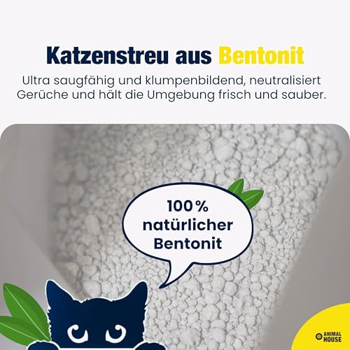 Animal House Toilet Time, 6L weißes Bentonit-Katzenstreu, antistatisch und sicher, extrem saugfähig, klumpend, geruchsbindend, 5,1 kg (weiß, 6L)