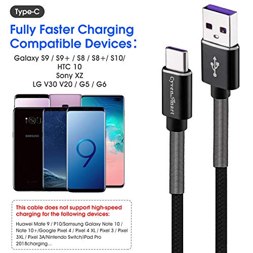 Image of CyvenSmart USB Type C Cable 3ft, [2 Pack] USB A 2.0 to USB-C Fast Charger Durable TPE Cord Compatible with Samsung Galaxy A10 /A20 /A51 /S10 /S9 /S8 Plus /Note 9 /8,LG V50 V40 G8 G7 Thinq-Black