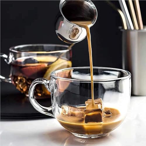 Image of 150ml Glass Tea Coffee Cups Set of 6 | Transparent Round Glass Cups with Handle | Small Chai Cups for Tea, Coffee, Milk | Durable Heat Resistant Glassware for Home & Kitchen