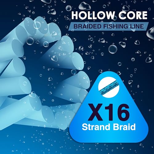 Image of Reaction Tackle Hollow Core Braided Fishing Line - 16 Strand Splice Ready Braid for Knotless Leader Connections, Freshwater and Saltwater Trolling and Offshore