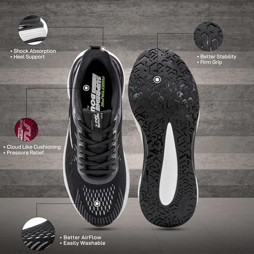 Image of Red Tape Men's Walking Shoes Black Mesh Round Slipon