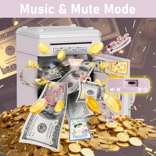 Image of Refasy Piggy Bank Cash Coin Can ATM Bank Electronic Coin Money Bank for Kids Age 3-12, Money Savings Box Mini ATM Coin Bank Toys Gifts for 3 4 5 6 7 8 9 10 11 12 Year Old Boys Girls