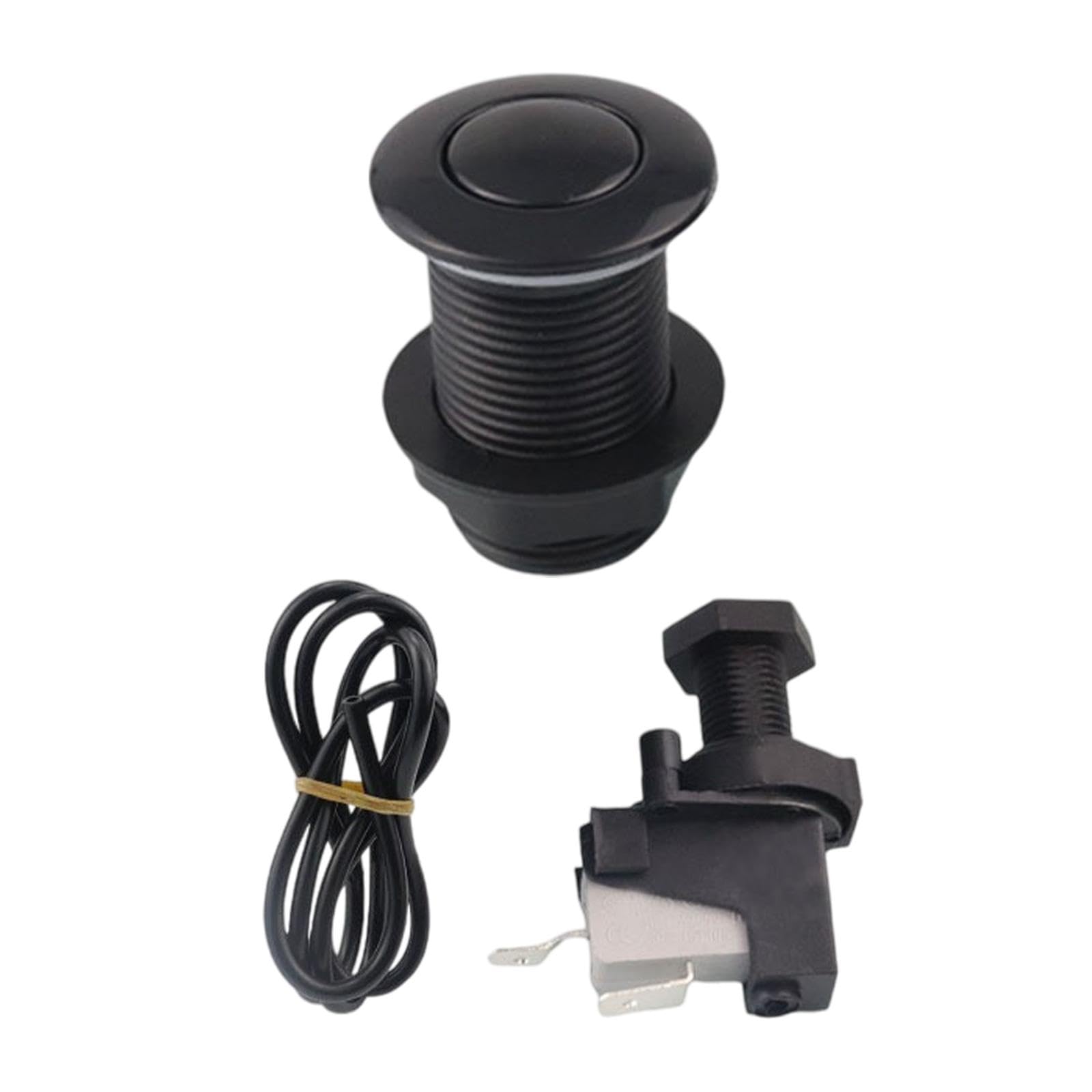 Interruttore pneumatico Interruttore a pulsante aria Interruttore a pulsante acceso/spento per vasca da bagno Interruttore per smaltimento rifiuti SPA, 32mm Tutto Nero