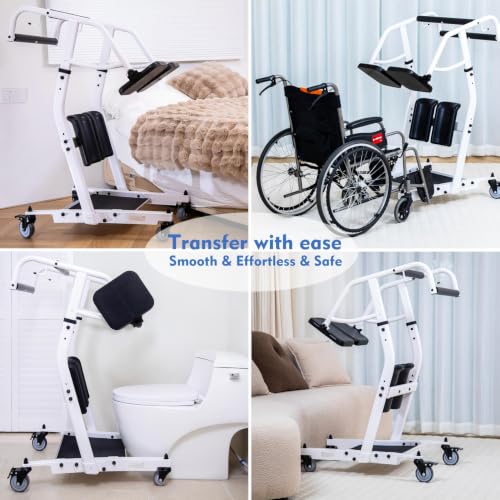 Image of Sit to Stand Lift for Elderly - Stand Assist Patient Lift with Sling, Patient Transfer Lift for Home Care Use, Mobility Lift Assist Transfer Device for Seniors, Adults & Disabled, 400lb Capacity