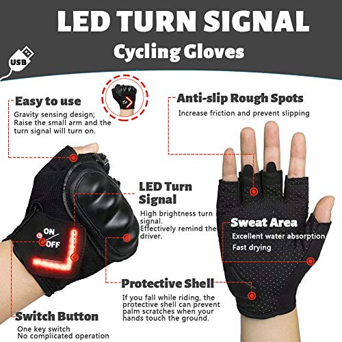 image for MAQLKC LED Turn Signal Cycling Gloves Gravity Sensing Design with Rech