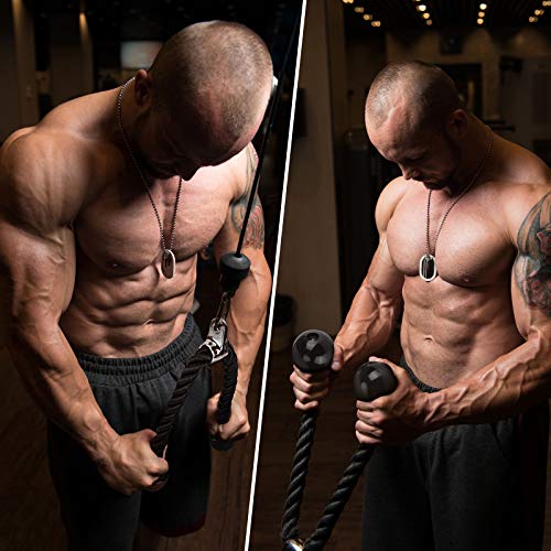 XPRT Fitness Tricep Press Down Cable Attachment, V Handle with Rotation, Rotating Bar, Tricep Rope, V-Shaped Bar, Weight Machine Accessories Set of 4
