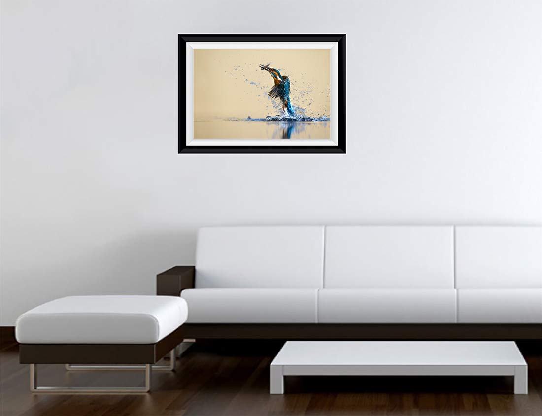 Gadgets Wrap Printed Landscape Photo Frame Style Decal Decor, Kingfisher Get Fish (15 X 11Inch, Multicolor)