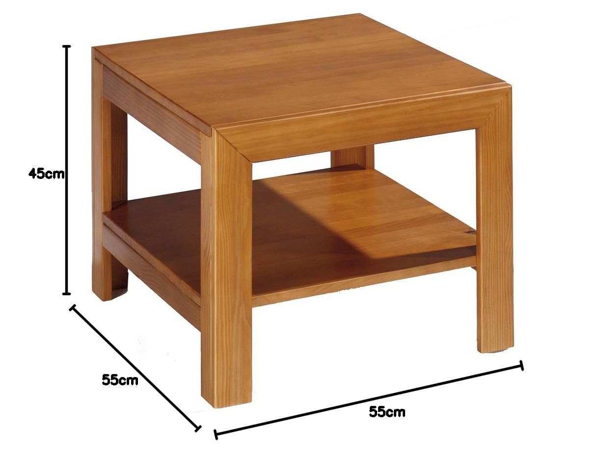 Moblit Centro de Rincon Cuadrado co Estante RTealizado en Madera de Pino Maciza Serie Kalpe Color Cerezo Medidas (45x55x55) cm (AltoxAnchoxFondo)