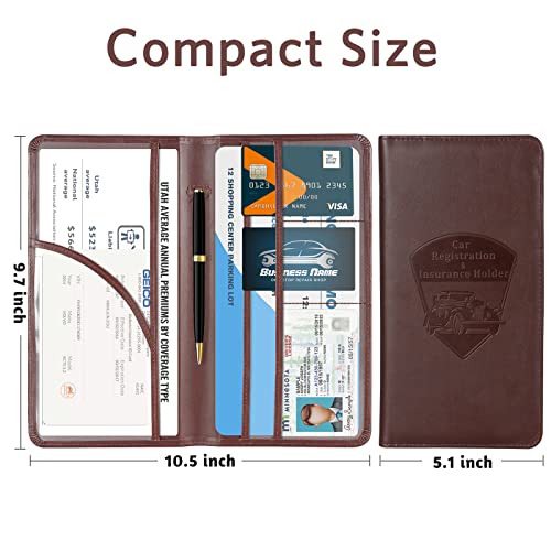 Image of CoBak Premium Faux Leather Car Document Holder with Magnetic Closure and 6 Compartments | Vehicle Glove Box Organizer, Auto Truck Compartment Document Case with Magnetic Closure for Insurance & Driver License