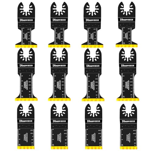 Dbsawmxn 12PCS Titanium Oscillating Tool Blades Metal Cutting, Professional Multi Tool Blades for Metal Wood Plastic Drywall Cuts Saw Blades Compatible with Dewalt Milwaukee Ryobi Rockwell
