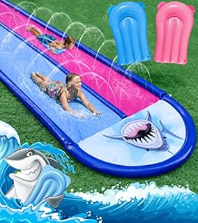 AnanBros Slip and Slide Heavy Duty Inflatable Lawn Water Slide with 2 Bodyboards, 20x6ft 10lb, Slip n Slide Summer Toy with Sprinkler, Sports Outdoor Garden Backyard Water Play Toys Kids Family Games