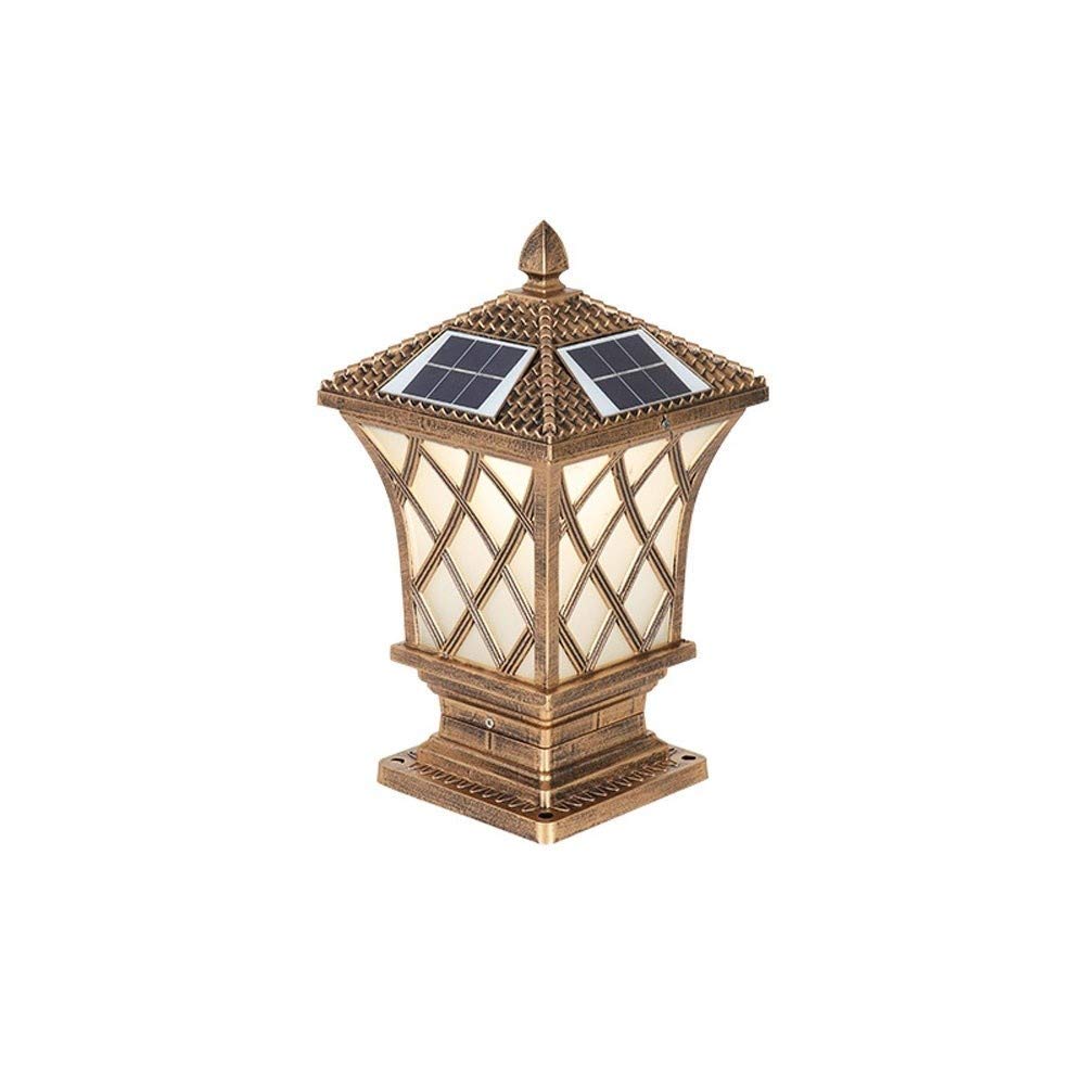 QUSYZD Solar Ip55 Waterproof Outdoor Garden Lamp Post Light Glass Column Lamp Led Decoration Street Light Lawn Villa Lamp Post Lamp Path Decking Patio Aisle Balcony Fence Light,Bronze_small