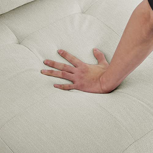 Melpomene 142'' U-Shape Chenille Sectional Sofa Couch，Diy Combination Includes 7 Single Chair 4 Corner And 1 Ottoman, Living Room Furniture Set For Villa & House,Ivory #TOP6