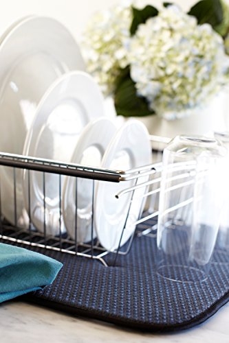 Envision Home Absorbent, Reversible Microfiber Dish Drying Mat For Kitchen,18 Inch X 24 Inch, X-Large, Black #TOP2