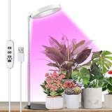 雲見 植物育成ライト LED スタンド 室内栽培ライト 定時機能（3H / 9H / 12H）10段階の調光 高さ調節可能 省エネ 低消耗 太陽光模擬 USB給電 苗木栽培 家庭菜園 水草栽培 園芸用品 (ホワイト 1個, 赤青紫の光)
